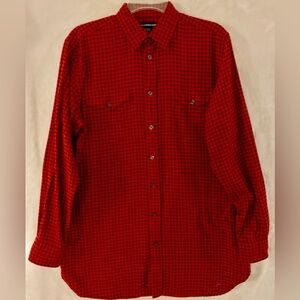 Ralph Lauren Sport Red & Black Plaid Flannel Shirt Women’s Size 14 100% Cotton